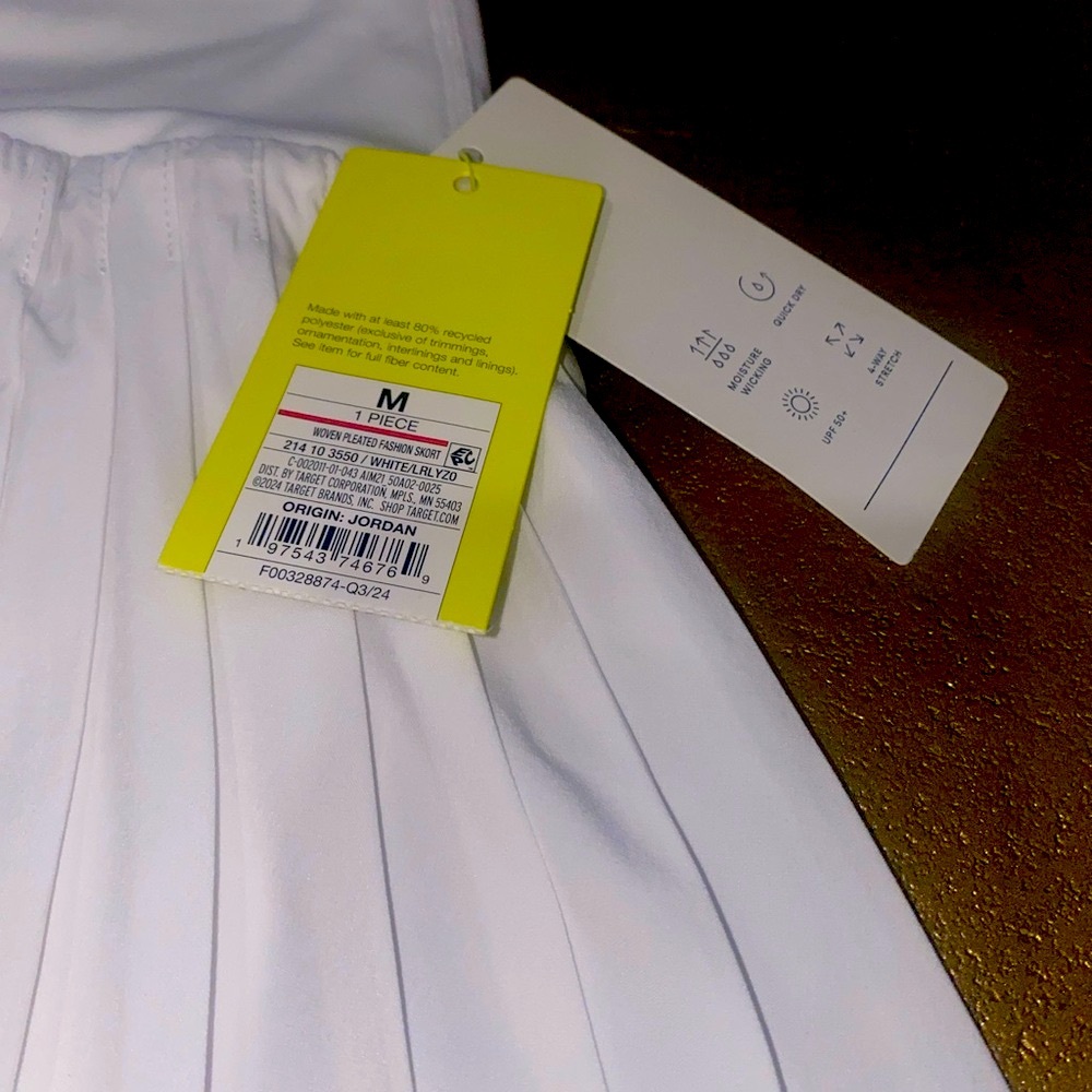 All in Motion White Micro Pleated Slim‎ Fit Tennis Skort Woven - Women's Medium - Picture 3 of 3